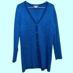 Izzac Mizrahi LIVE! Animal Print Blue Sweater Size Small